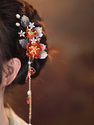 U-Shaped Glass Flower Hair Comb Traditional Chinese Style