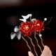 U-Shaped Glass Flower Hair Comb Traditional Chinese Style