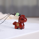 Solid Wood Chinese Zodiac Horse Keychain Pendant