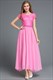 A-Linien-Maxikleid mit Cap-Ärmeln, Spitzenoberteil und Chiffon