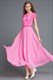A-Linien-Maxikleid mit Cap-Ärmeln, Spitzenoberteil und Chiffon
