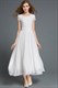 A-Linien-Maxikleid mit Cap-Ärmeln, Spitzenoberteil und Chiffon