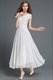 A-Linien-Maxikleid mit Cap-Ärmeln, Spitzenoberteil und Chiffon