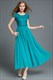 A-Linien-Maxikleid mit Cap-Ärmeln, Spitzenoberteil und Chiffon