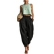 Cotton Linen Harem Pants For Women Elastic Waist Tapered Ankle