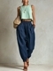 Cotton Linen Harem Pants For Women Elastic Waist Tapered Ankle
