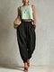 Cotton Linen Harem Pants For Women Elastic Waist Tapered Ankle