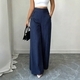 High-Waisted Striped Wide-Leg Button-Detail Casual Trousers