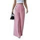 High-Waisted Striped Wide-Leg Button-Detail Casual Trousers