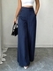 High-Waisted Striped Wide-Leg Button-Detail Casual Trousers