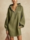 Damen-Sweatshirt-Kleid mit Kordelzug und langen Ärmeln, Midilänge, Baumwolle-Leinen
