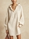 Damen-Sweatshirt-Kleid mit Kordelzug und langen Ärmeln, Midilänge, Baumwolle-Leinen