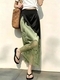 Grüner Midirock mit hoher Taille, Spitzenbesatz und Satin