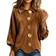 Casual Suede Jacket With Gold Buckle And Wavy Hem