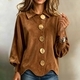 Casual Suede Jacket With Gold Buckle And Wavy Hem