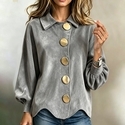 Casual Suede Jacket With Gold Buckle And Wavy Hem