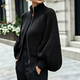 Women's High Stand Collar Zip-Up Knit Cardigan