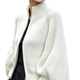 Women's High Stand Collar Zip-Up Knit Cardigan