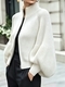 Women's High Stand Collar Zip-Up Knit Cardigan