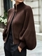 Women's High Stand Collar Zip-Up Knit Cardigan
