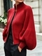 Women's High Stand Collar Zip-Up Knit Cardigan