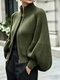 Women's High Stand Collar Zip-Up Knit Cardigan