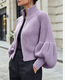 Women's High Stand Collar Zip-Up Knit Cardigan