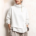 Damen-Kapuzen-Sweatshirt in Dunkel, unregelmäßig, kurz, verdickt, wärmend, figurformend