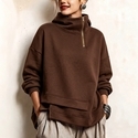 Damen-Kapuzen-Sweatshirt in Dunkel, unregelmäßig, kurz, verdickt, wärmend, figurformend