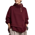 Damen-Kapuzen-Sweatshirt in Dunkel, unregelmäßig, kurz, verdickt, wärmend, figurformend