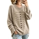 3D Coiled Rope Knit Pullover Sweater Women Loose Round Neck
