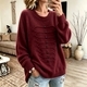3D Coiled Rope Knit Pullover Sweater Women Loose Round Neck