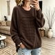 3D Coiled Rope Knit Pullover Sweater Women Loose Round Neck