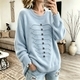 3D Coiled Rope Knit Pullover Sweater Women Loose Round Neck