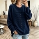 3D Coiled Rope Knit Pullover Sweater Women Loose Round Neck