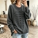 3D Coiled Rope Knit Pullover Sweater Women Loose Round Neck