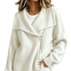 Loose Zip-Up Knit Cardigan Women Solid Color Casual Sweater Coat