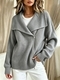 Loose Zip-Up Knit Cardigan Women Solid Color Casual Sweater Coat