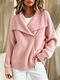 Loose Zip-Up Knit Cardigan Women Solid Color Casual Sweater Coat