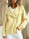 Loose Zip-Up Knit Cardigan Women Solid Color Casual Sweater Coat
