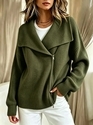 Loose Zip-Up Knit Cardigan Women Solid Color Casual Sweater Coat