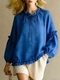 Women's Casual Round Neck Long Sleeve Crinkled Loose Top