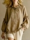 Women's Casual Round Neck Long Sleeve Crinkled Loose Top