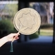 Handwoven Palm Leaf Round Fan Traditional Summer Straw Fan