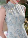Frühlingswasser-Retro-Qipao-Kleid, ärmellos, mit taillierter Silhouette