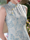 Frühlingswasser-Retro-Qipao-Kleid, ärmellos, mit taillierter Silhouette