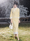 Yellow Fleece-Lined Qipao Vest Set Winter Chinese Style