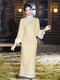 Yellow Fleece-Lined Qipao Vest Set Winter Chinese Style