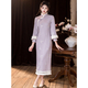 Yellow Fleece-Lined Qipao Vest Set Winter Chinese Style