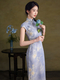 Blaue Jade-Mist, elegantes blaues Retro-Qipao-Kleid für Damen